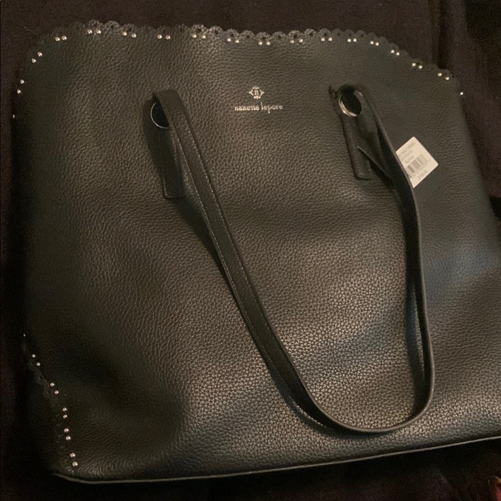 Nanette Lepore Black Pebbled Leather Tote